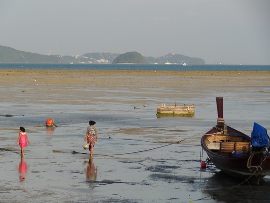 Let the crab-hunting begin. Friendship Beach at low tide.