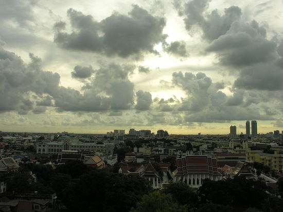 Big clouds over Banglamphu, as seen from Wat Saket.