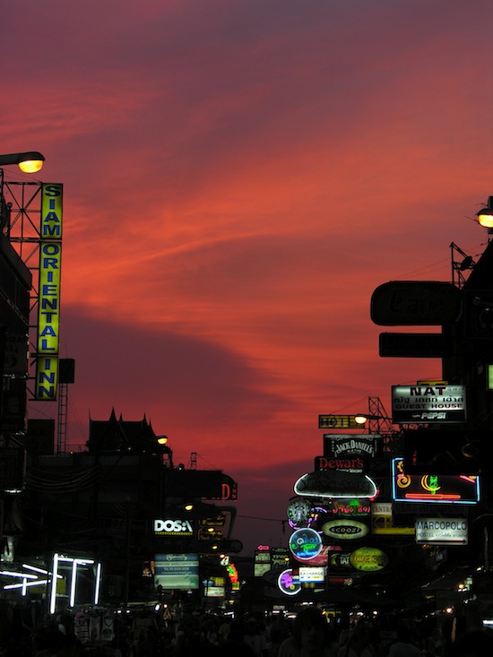 Red sky over Khao San, taken back in 2009.