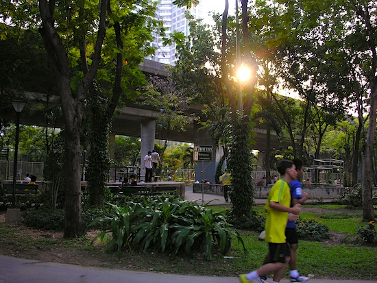 Sunset over Saphan Taksin.