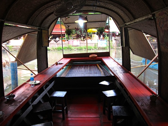 Inside a floating restaurant at Kwan Riam.