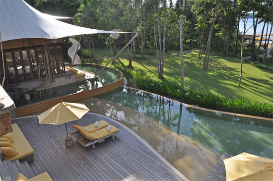 Soneva Kiri: where the slide goes directly from the kid's room.