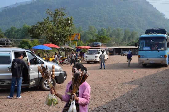 A quick rest stop, with the bus pictured on the right.