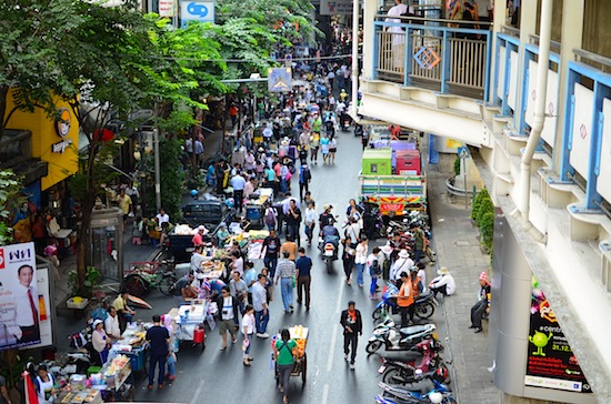 East Silom has become a walking street during the "shutdown".