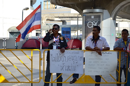We wanted an above shot of the Pathumwan protest, but all we got was these guys.