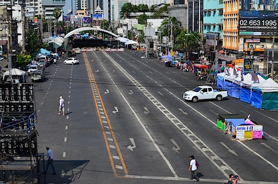 The Asok protest site -- empty on a Saturday afternoon.