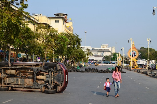A surreal scene northeast of Democracy Monument.