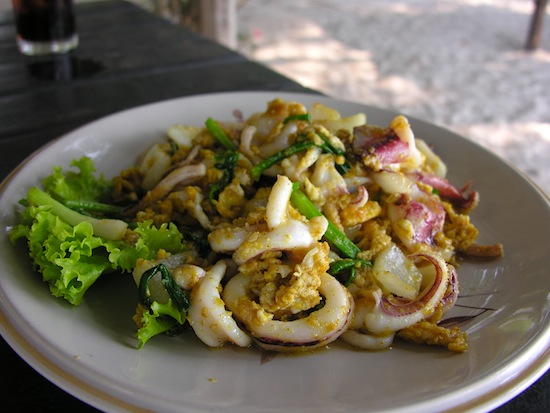 Feet in sand + squid in mouth = HEAVEN.