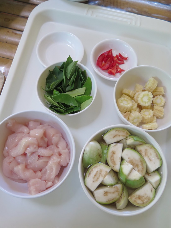 Just say yum. The raw goods for a green curry.