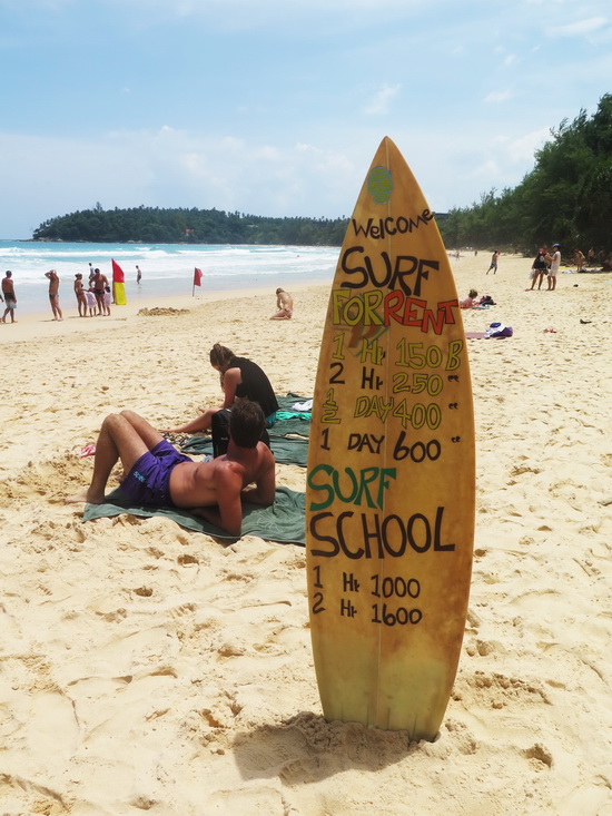 Get your board here. Kata beach is the main hub for surfing fanatics.