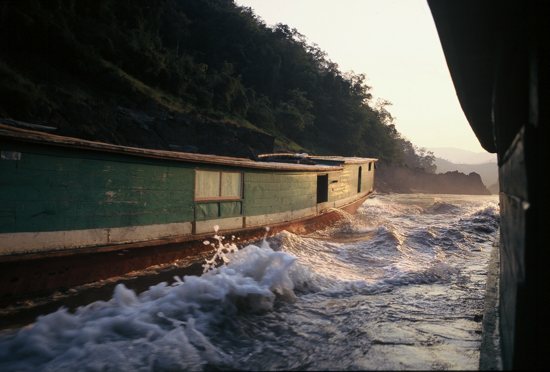 Slow boats on the Mekong.