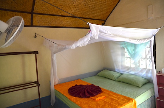 Inside a standard fan bungalow.
