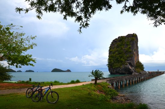 A big bridge to a small island.