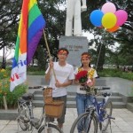 Testing the flags. Photo courtesy of Ms Nguyen Thanh Tam