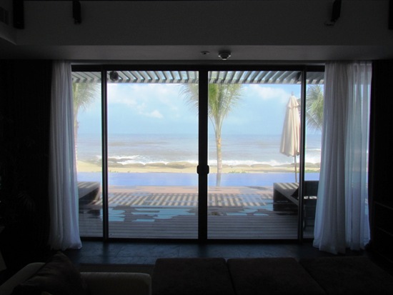 The view from the bed in the private pool villa.