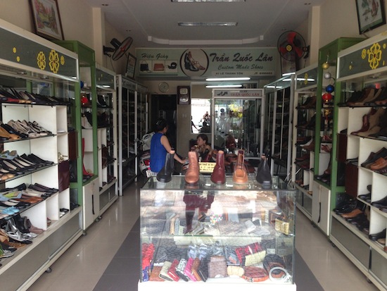 Surrounded by shoes.