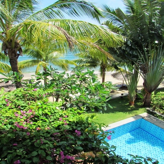 Private pool and beach views from villa 103.