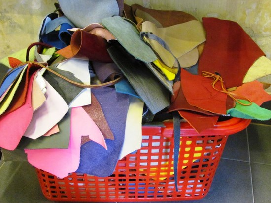 A dazzling array of leather samples very rarely in stock.