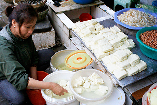 Not white bricks, but tofu.