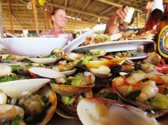 Cheesy grilled clams!
