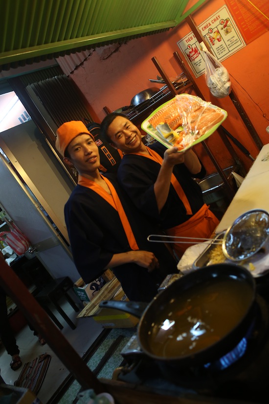 They're pretty excited about their fish.