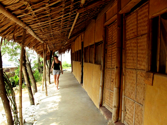 Rammed earth with some bamboo thrown in.