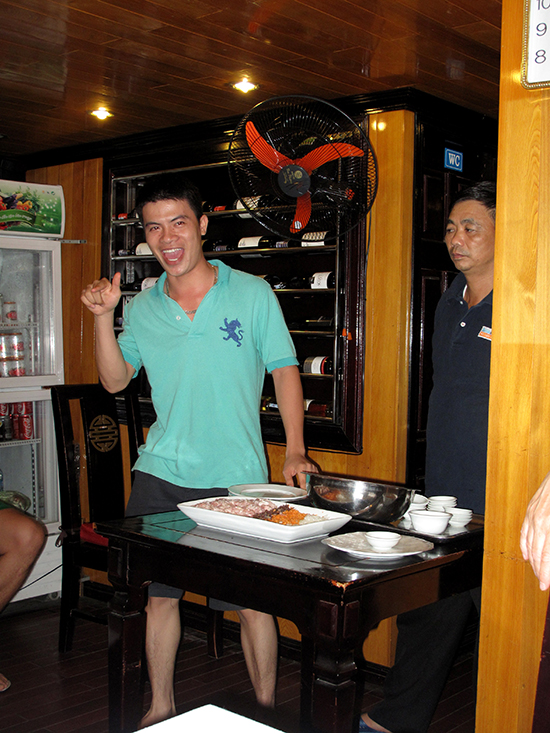 Cheerful Thang and a not so cheerful chef.